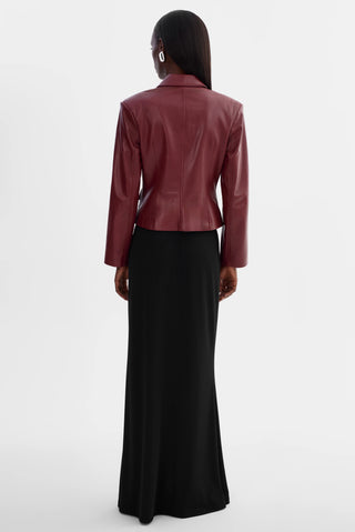 Valentina Micro Leather Blazer Burgundy