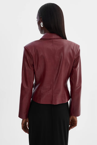 Valentina Micro Leather Blazer Burgundy