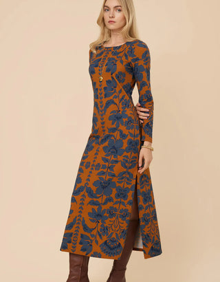 Danielle Midi Dress Serpentine Floral Vine Cafe