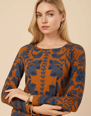 Danielle Midi Dress Serpentine Floral Vine Cafe