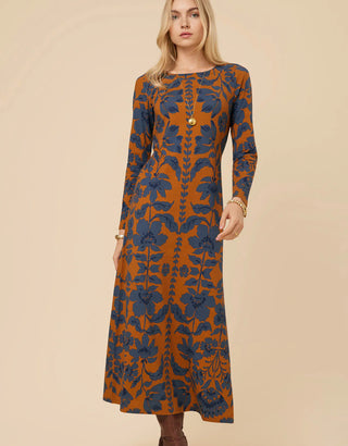 Danielle Midi Dress Serpentine Floral Vine Cafe