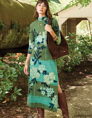 Naomi Midi Dress Serpentine Floral Pane Teal