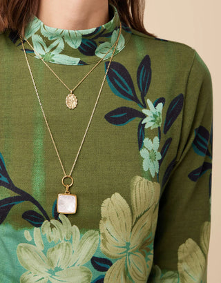 Naomi Midi Dress Serpentine Floral Pane Teal