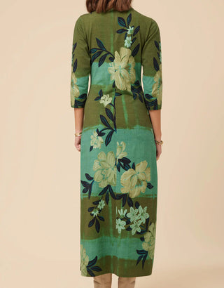 Naomi Midi Dress Serpentine Floral Pane Teal