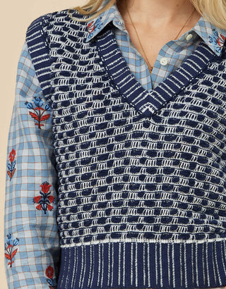 Molly Sweater Vest Indigo Jacquard