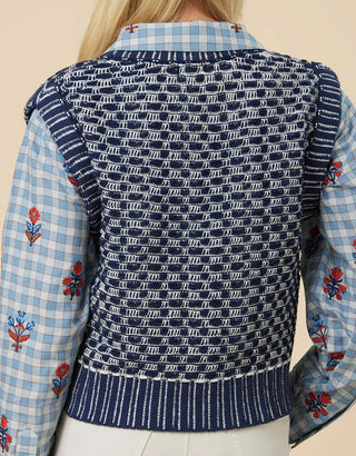 Molly Sweater Vest Indigo Jacquard