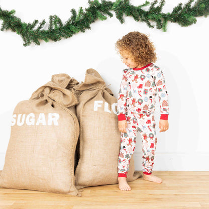 Milk and Cookies Christmas Two-Piece Bamboo Long Sleeve Kids Pajama Pants Set