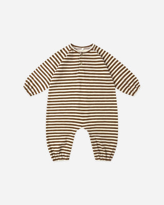 Henley Jumpsuit Brown Stripe