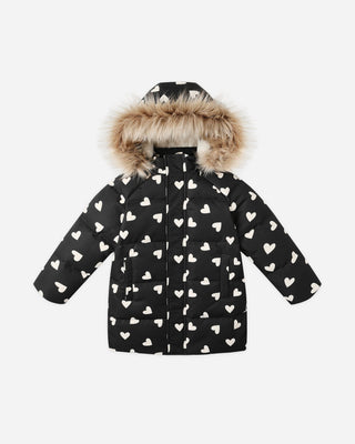 Long Down Puffer Jacket Hearts