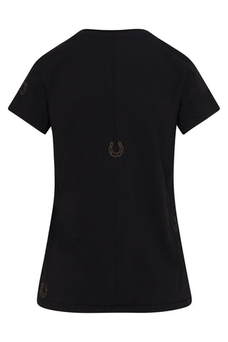 Embroidered Cotton T-Shirt Black Horseshoe