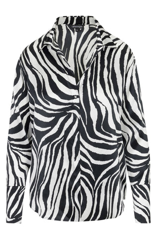 Daria French Cuff Silk Blouse Zebra