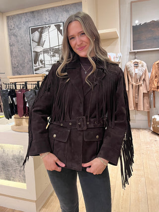 Suede Chocolate Fringe Jacket
