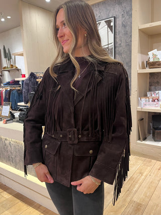 Suede Chocolate Fringe Jacket