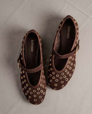 Borden Grommet Dark Chocolate Suede Ballet Flat