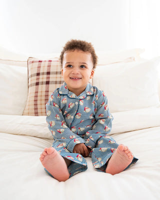 Navy Striped Vintage Santa Pajama Set