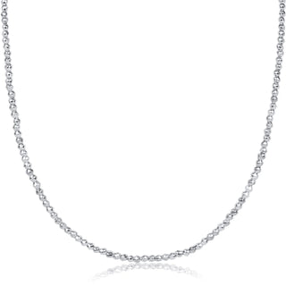17” Choker Bright Silver Faceted Hematite 2mm Bead