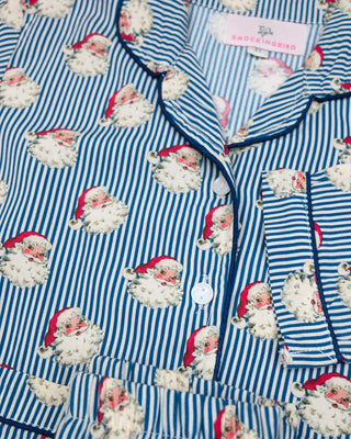Navy Striped Vintage Santa Pajama Set
