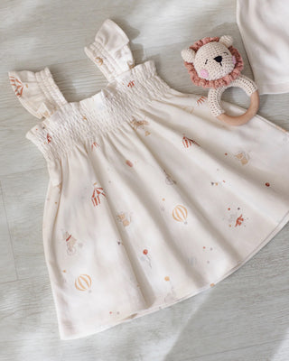 Smocked Jersey Dress Carnival Ivory