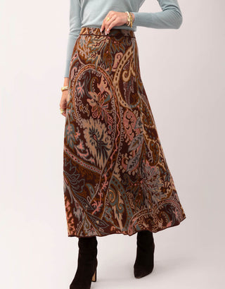 Lana Jacquard Skirt Tabby Paisley Bordeaux Jacquard