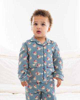 Navy Striped Vintage Santa Pajama Set