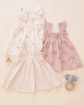 Smocked Jersey Dress Carnival Ivory