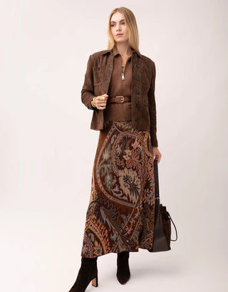 Lana Jacquard Skirt Tabby Paisley Bordeaux Jacquard