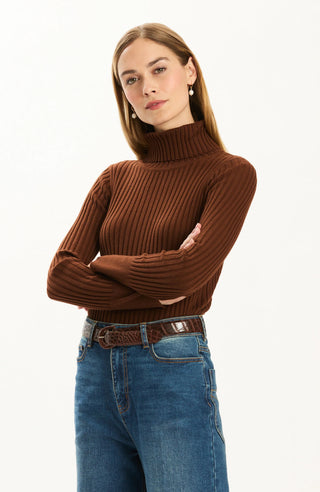 Cotton Cashmere Turtleneck Bison