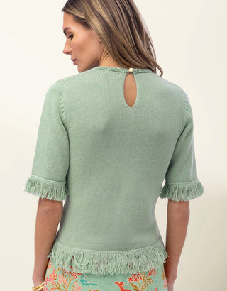 Sofia Fringe Sweater Mint Sorbet