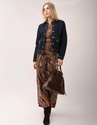 Lana Jacquard Skirt Tabby Paisley Bordeaux Jacquard