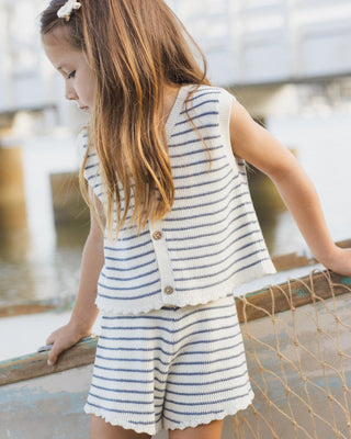 Knit Vest Set Marine Stripe Ivory