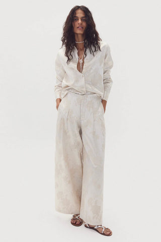 Culotte Brocade Pant Ivory Garden