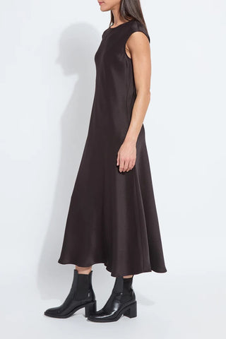 Silvana Bias Cut Midi Dress Double Espresso