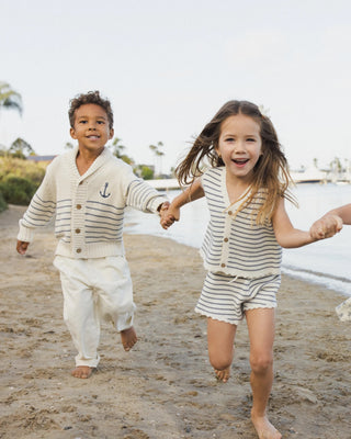 Knit Vest Set Marine Stripe Ivory