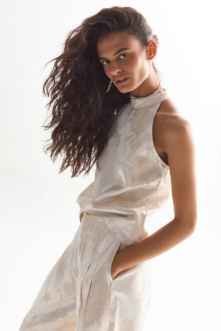 Olivia Brocade Top Ivory Garden