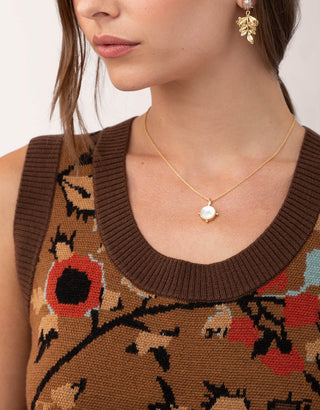 Noella Jacquard Vest Tabby Floral Brown