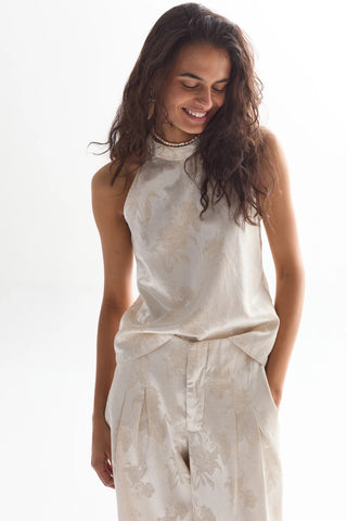 Olivia Brocade Top Ivory Garden