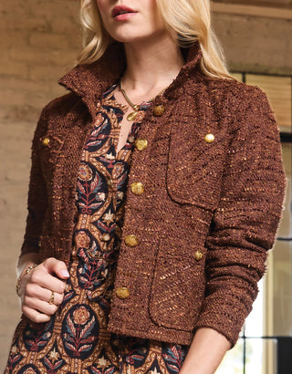 Delphine Tweed Jacket Dark Chocolate Brown
