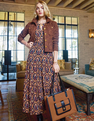 Delphine Tweed Jacket Dark Chocolate Brown