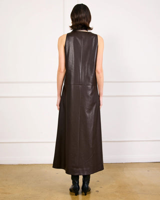 Maddox Scarf Leather Maxi Dress Dark Brown