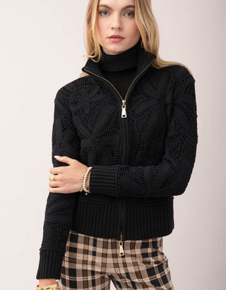 Zoey Zip Cardigan Black