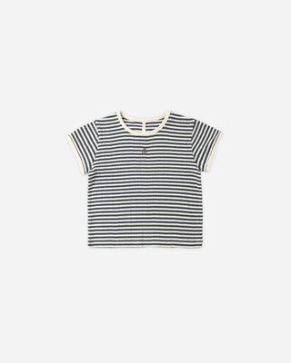 Pointelle Tee Navy Stripe