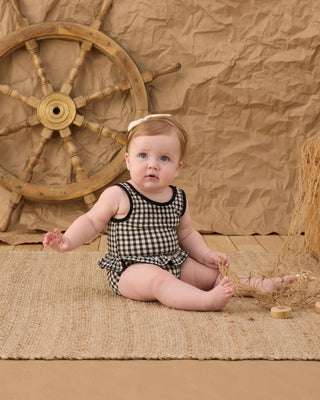 Skirted One Piece Black Gingham