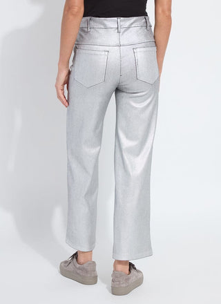 Metallic Silver Coated Wide Leg Denim