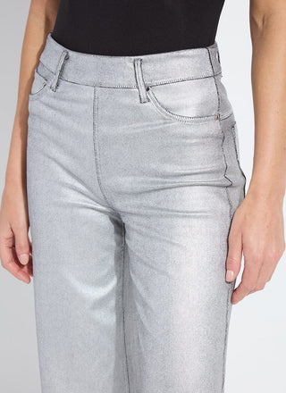 Metallic Silver Coated Wide Leg Denim