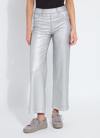 Metallic Silver Coated Wide Leg Denim