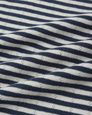 Women’s Pointelle Tee Navy Stripe