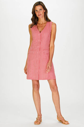 Hettie Dress Red Stitched Gingham