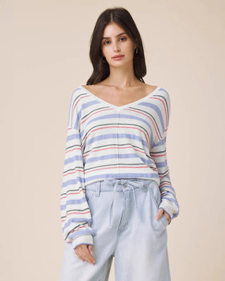 Erica Stripe Sweater White/Azure/Firework
