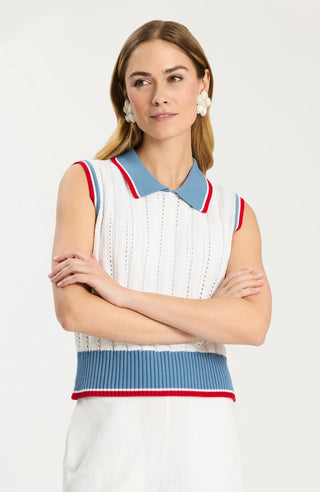 Holly Pointelle Polo Sweater