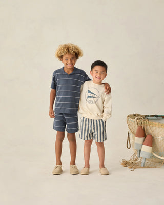 Chandler Knit Polo Navy Stripe